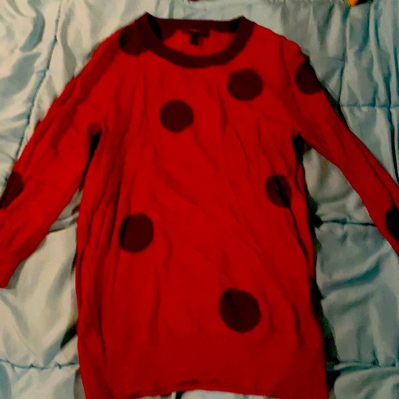 J Crew burgundy and navy polka dot sweater - Picture 4 of 4